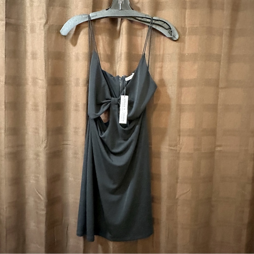 NWT‎ Alice + Olivia Cut Out Spaghetti Strap Bodycon Mini Black Dress 10 reg $285 - Picture 3 of 7